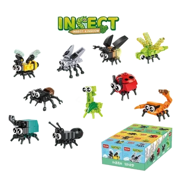 창의적인 전문가 미니 곤충 동물 모델 빌딩 블록, 나비 벽돌 모델, 교육용 10 인 1 키트, 어린이 생일 선물 장난감