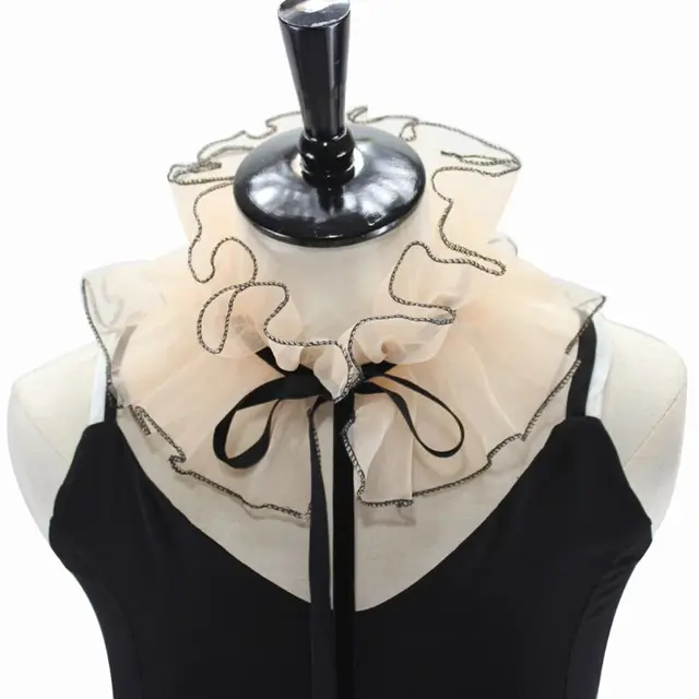 Collare Rinascimentale In Pizzo Per Donne - Volant Strati Increspato - Girocollo Reggicravatta Retro - Foto 5