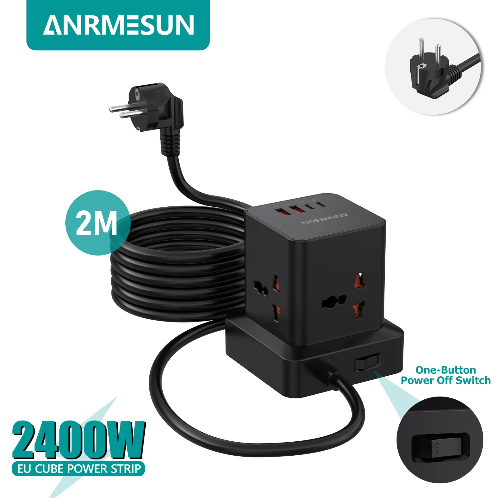 Enhanced Power Strip Tower with Surge Protection and Fast Charging (EU Plug)