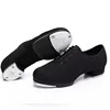 Tap Dance Shoes For Women Soft Soled Lace Up Oxford Cloth Genuine Leather Shoes Woman Girl Sports Step Sneakers Resounding Sound 4
