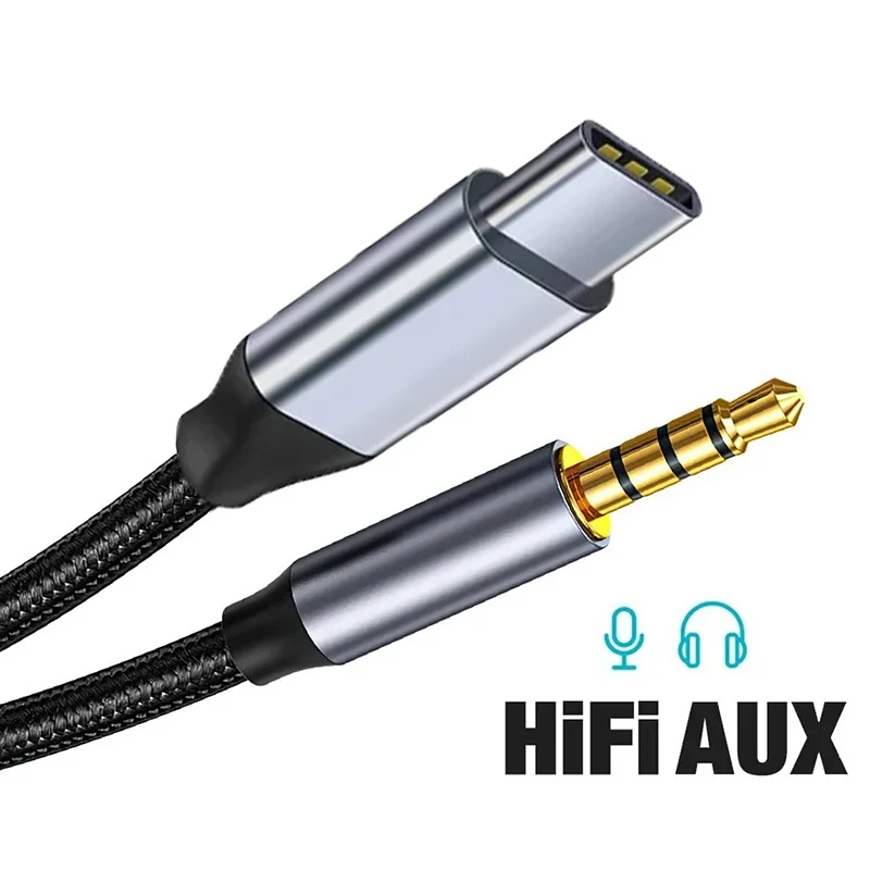 Type-C to 3.5mm AUX Audio Adapter Cable for Headphones & Car Stereo Systems