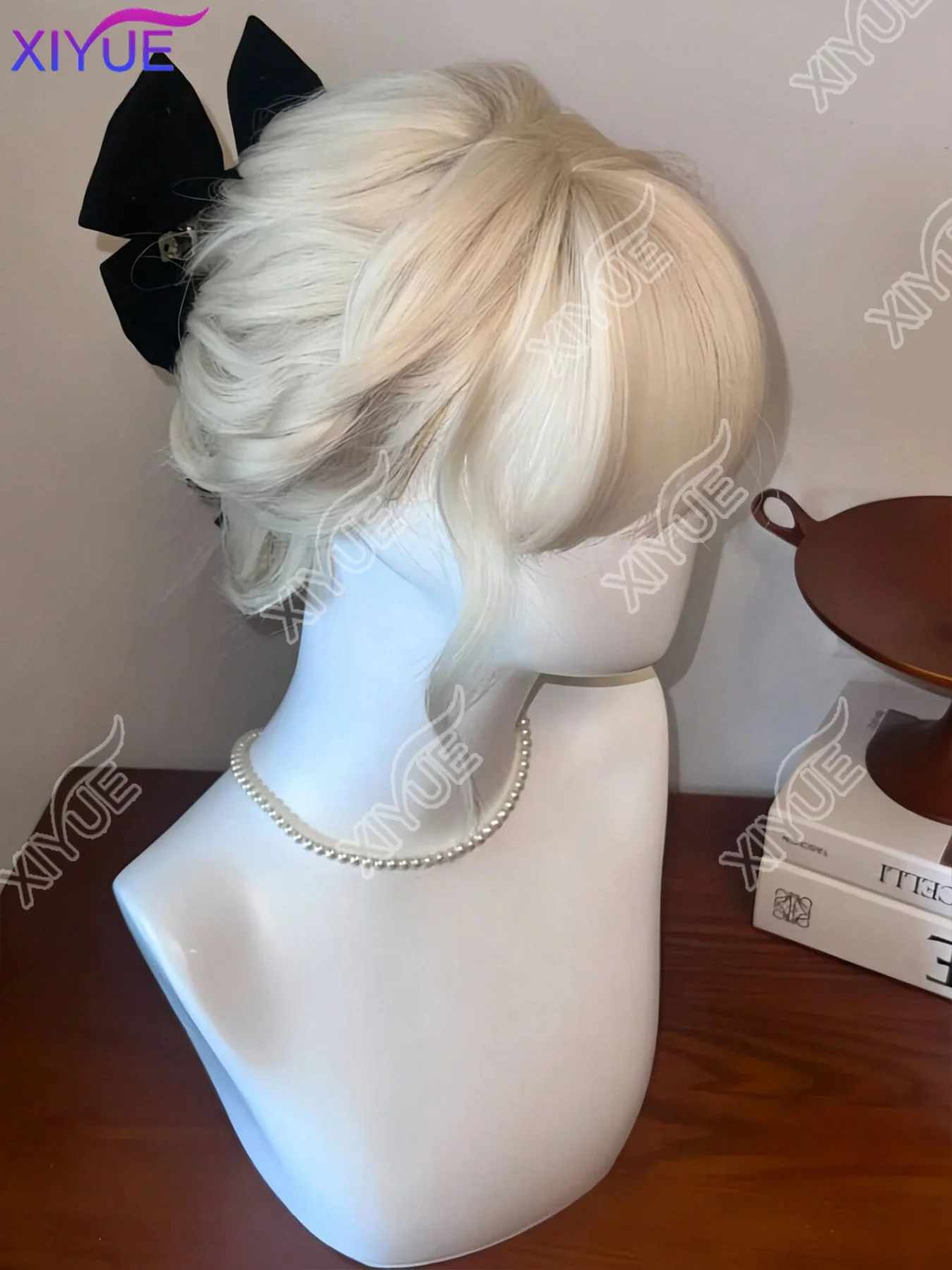 XY Blonde BOBO Synthetic Wigs Short Natural Wave Hair Wig For Women Party Daily Heat Resistant with Bangs Platium Golden Lolita