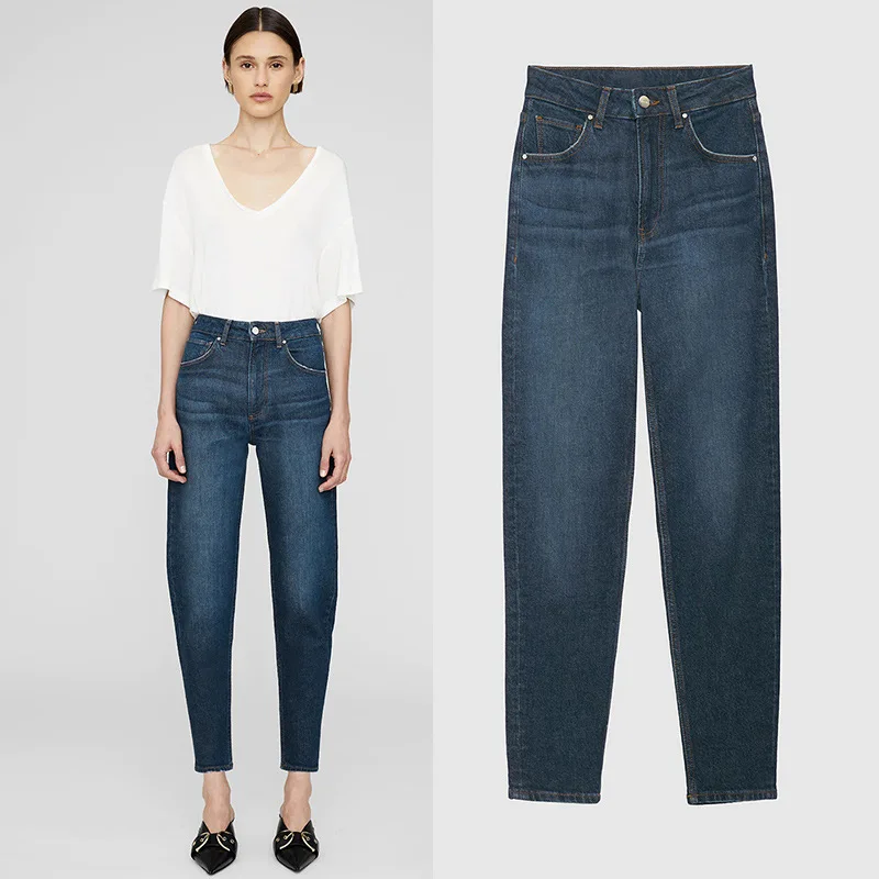 

Fashion Classic Trendy Luxury Designer Early Autumn New High Waist Denim Pencil Pants Jeans Female A4