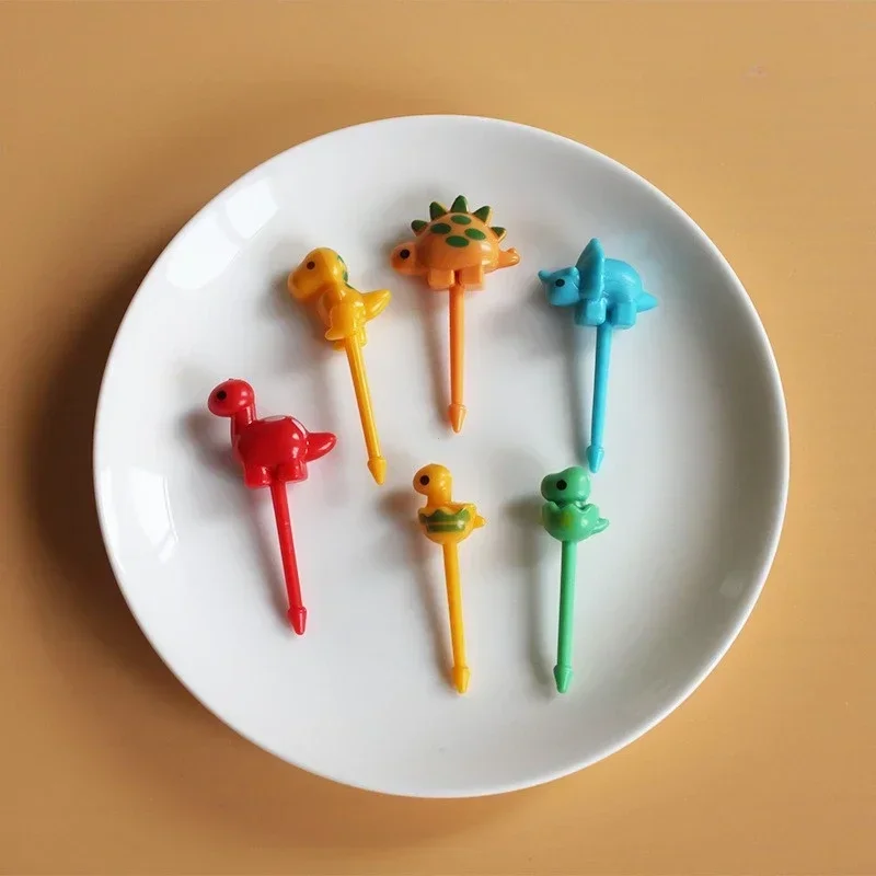 Animal Fruit Fork Food Grade Plastic Mini Cartoon Kids Cake Fruit Toothpick 6/10 Pcs Party Decor