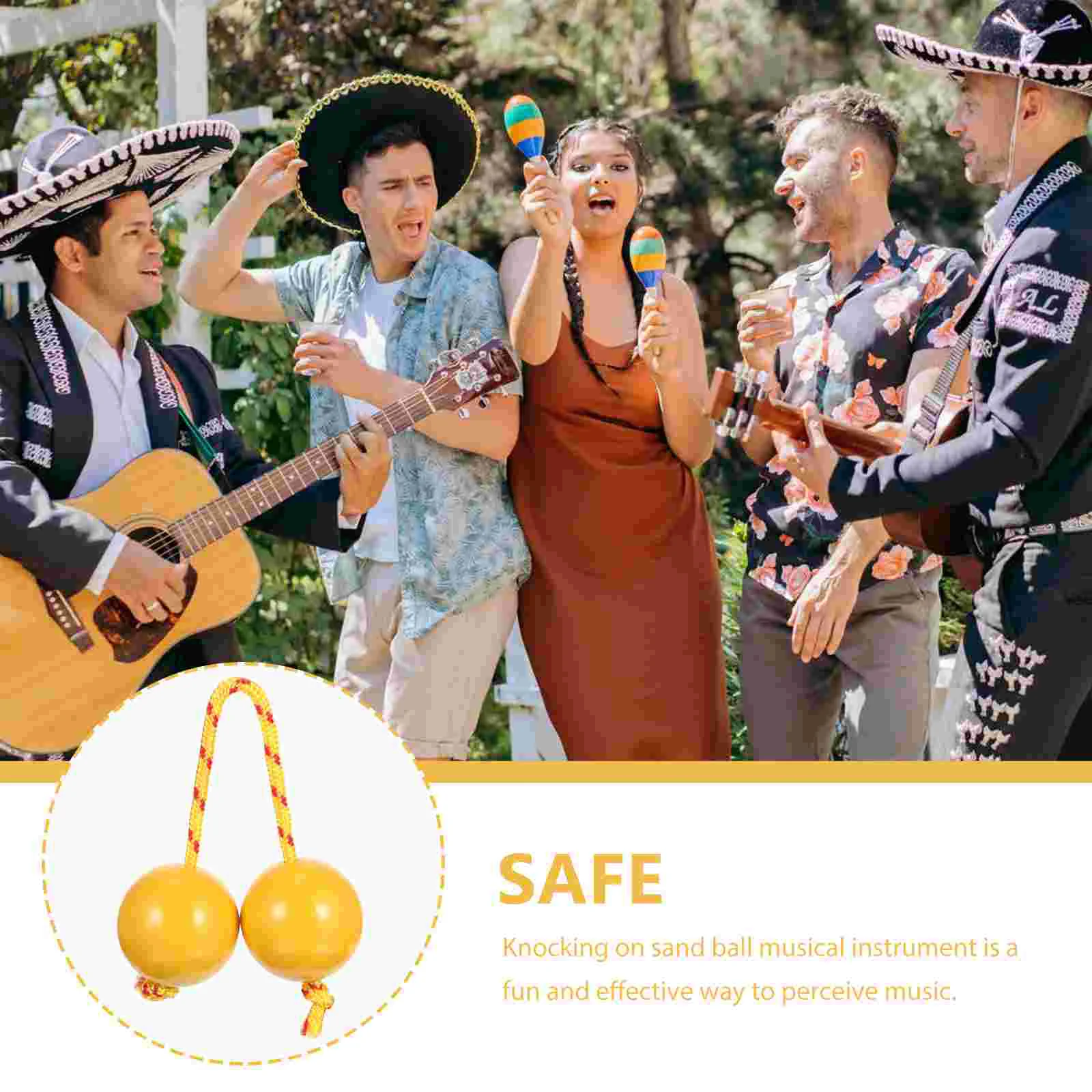 Kids Musical Instruments Maracas Single-hand Percussion Toy Funny Sand Shaker Child Yellow Rhythm Hammer Drum Ball One-hand