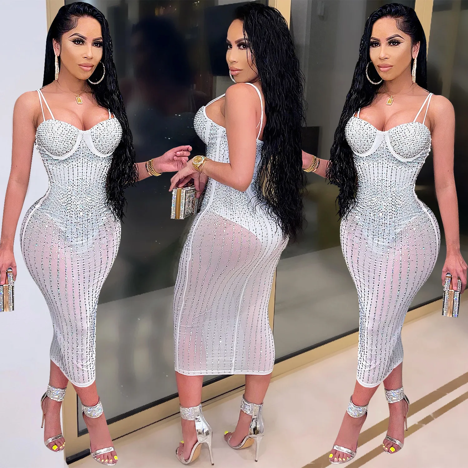 

2022 Summer Woman Neck V-neck Skinny Evening Dress