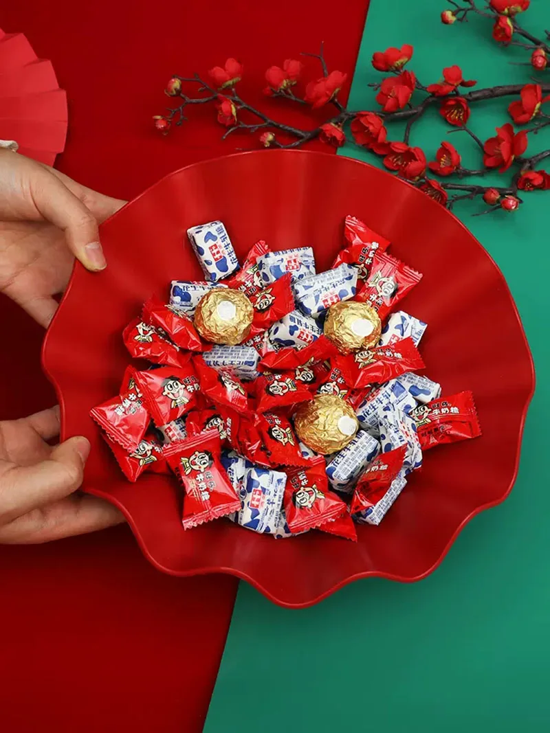 Decorative Platter for Fruit and Snack, Tray Plate for Serving Wedding, Chinese Candy Tea, Storage Style Supplies, Display Dis