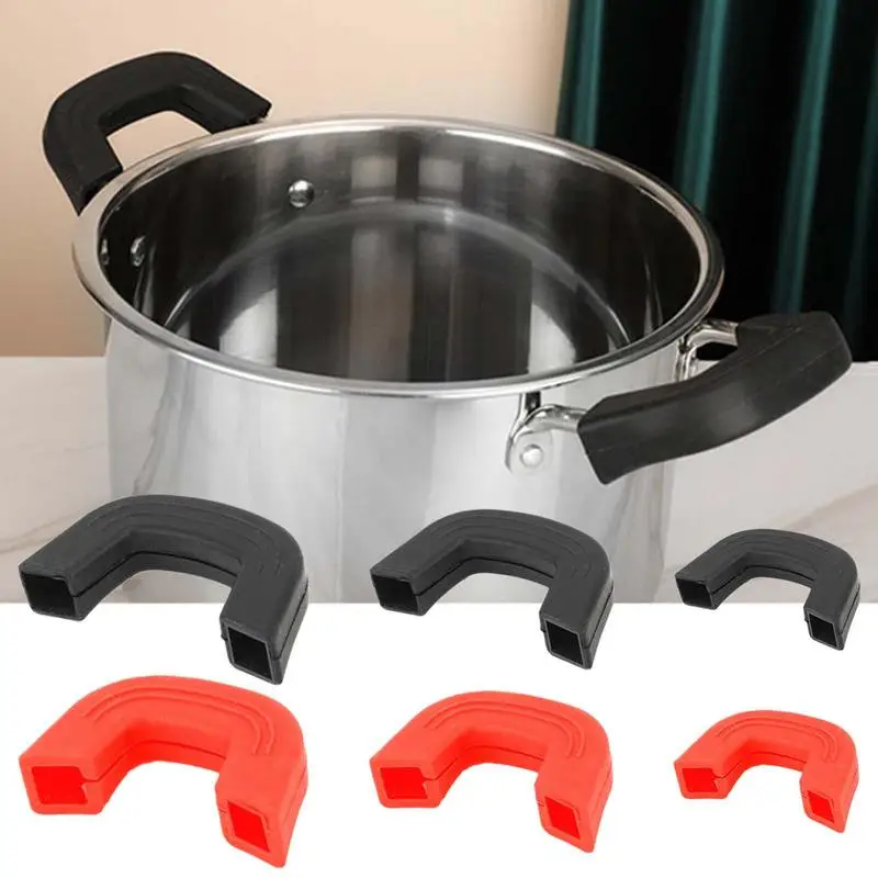 2pcs Silicone Handle Holder Oven Mitts Non Slip Cookware Holders Cover Heat Resistant Pot Sleeve Grip Pot Handle Protectors