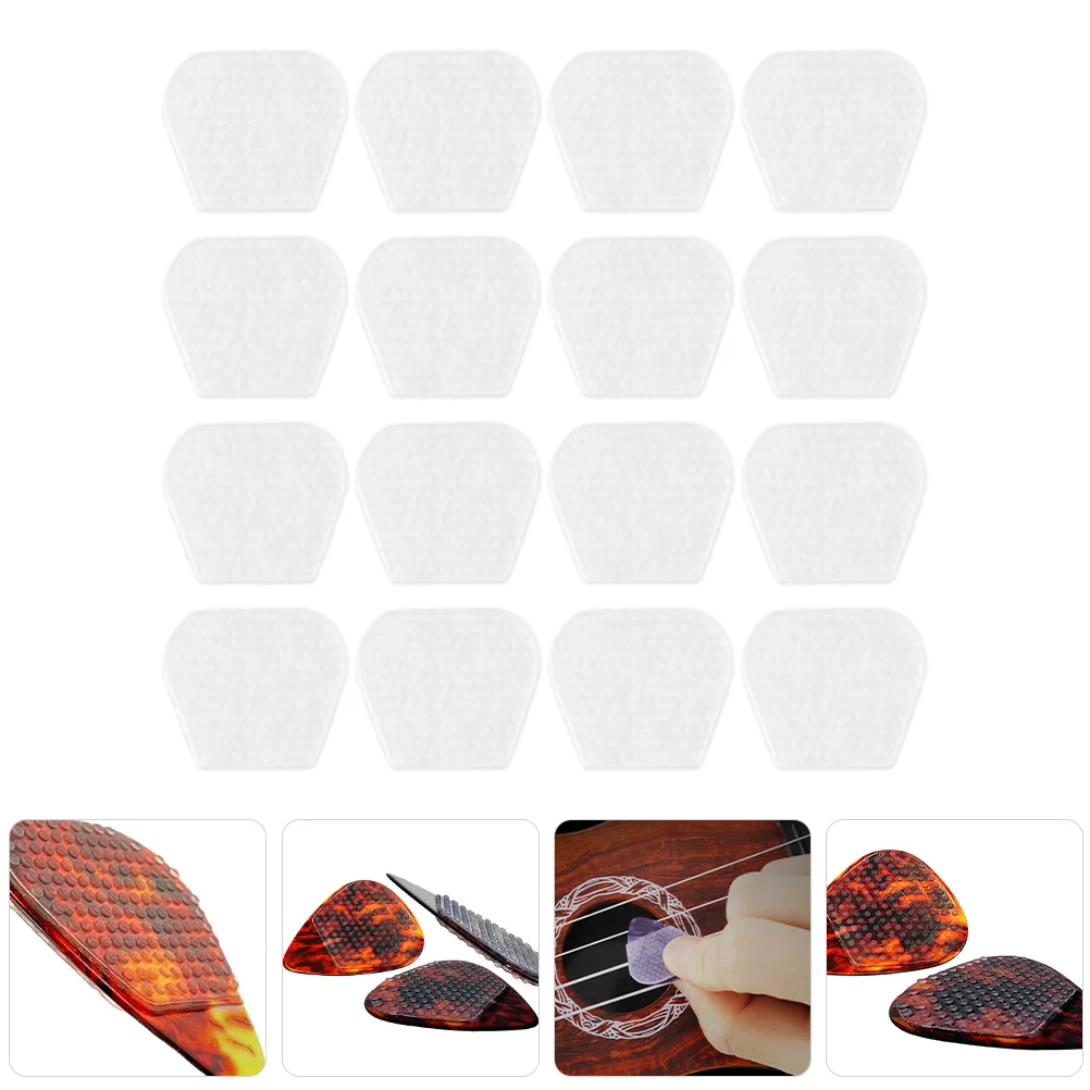 

16 Pcs Self-adhesive Grips for Guitar Picks Anti-slip Non-skid Silicone Electric Acoustic Non-slip Clear