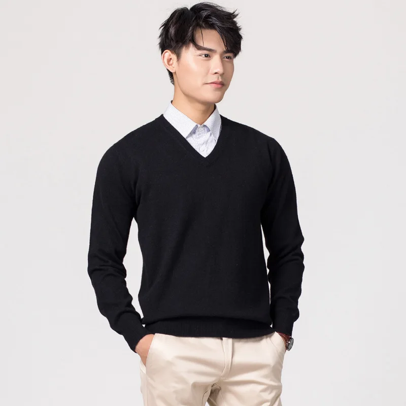 Man-Pullovers-Winter-New-Fashion-Vneck-Sweater-Cashmere-and-Wool-Knitted-Jumpers-Men-Woolen-Clothes-Hot