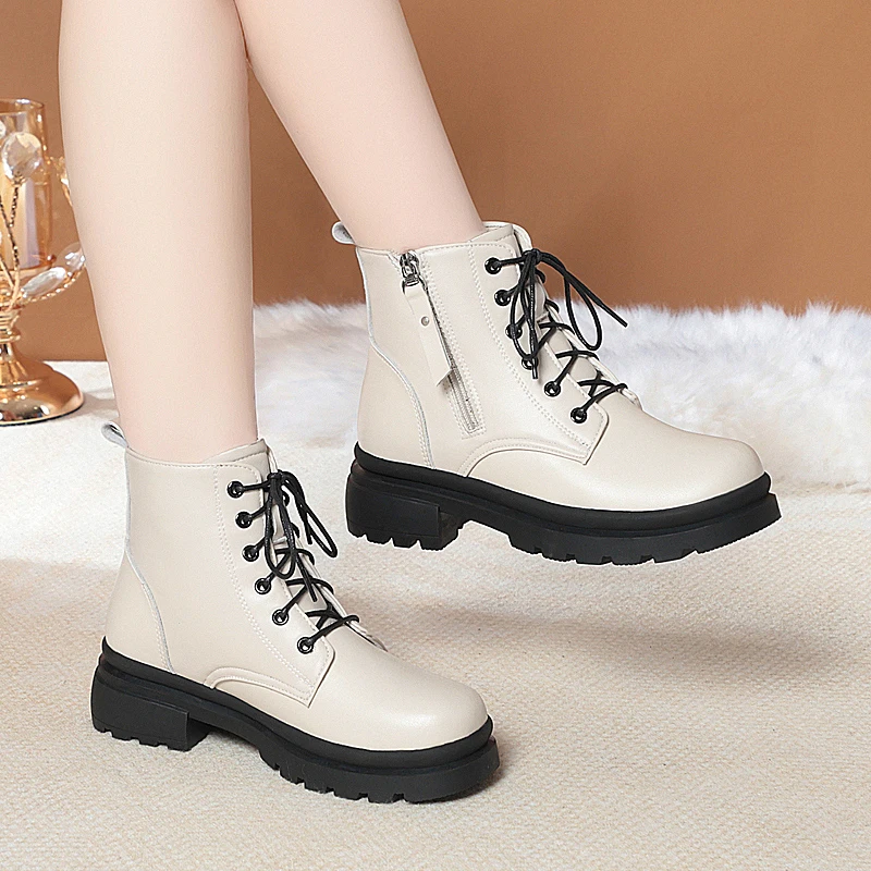AIYUQI Women Winter Boots 2024 New Genuine Leather Women Snow Boots Wool Warm Non Slip Large Size 41 42 43 Women Ankle Boots