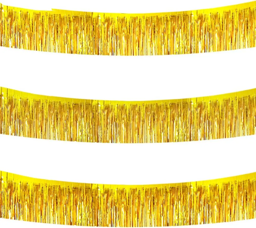 2 Cortinas De Flecos Metálicos Para Fiestas | 200x100 Cm | Brillante Oro/plata Para Decoración De Fondo