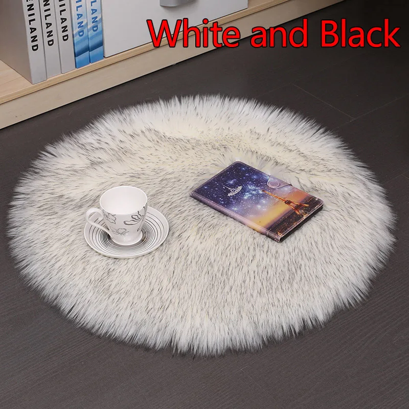 

Creative Faux Fur Chair Seat Cushion Soft Anti-Slip Warm Pillow Cushions Round Office Sofa Chair Seat Mat Home Decorations
