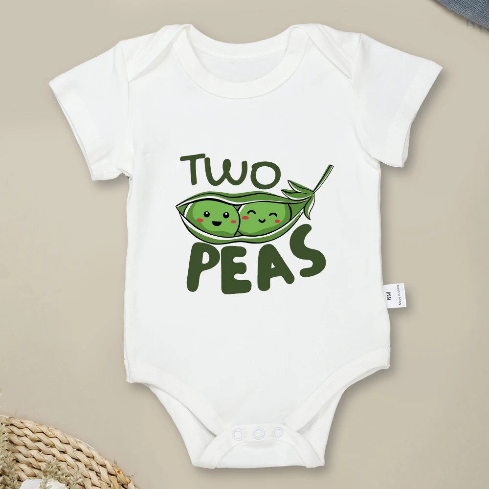 Two Peas In a Pod Funny Cute Baby Boys Girls Clothes Twin Onesies Cartoon Kawaii Harajuku Cotton Newborn Bodysuits Free Shipping 3