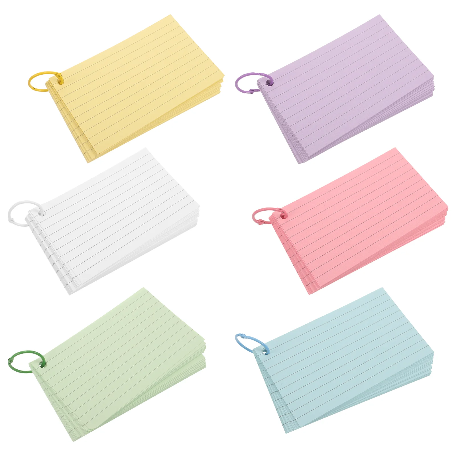 

Colored Index Cards Memo Simple Style Flash Pre Hole Punched Flashcards with Binder The Note Lined Blank Words Ring Book