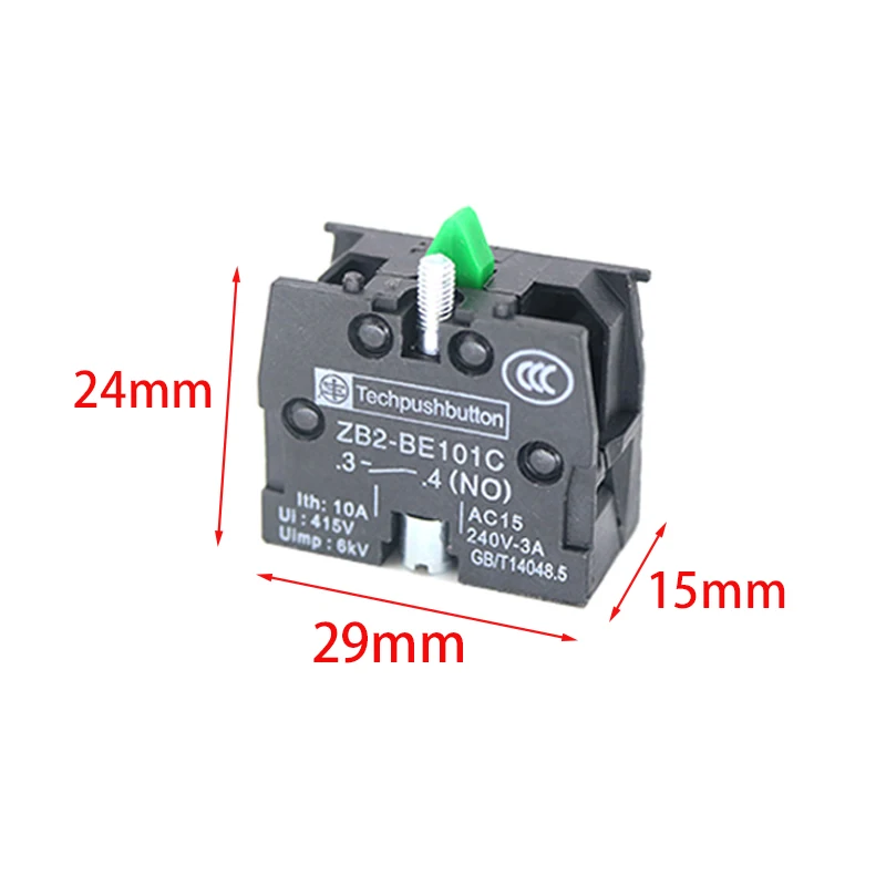 Set of 10 Premium Contact Blocks for Push Button Switches with Silver/Brass Contacts, 10A Capacity