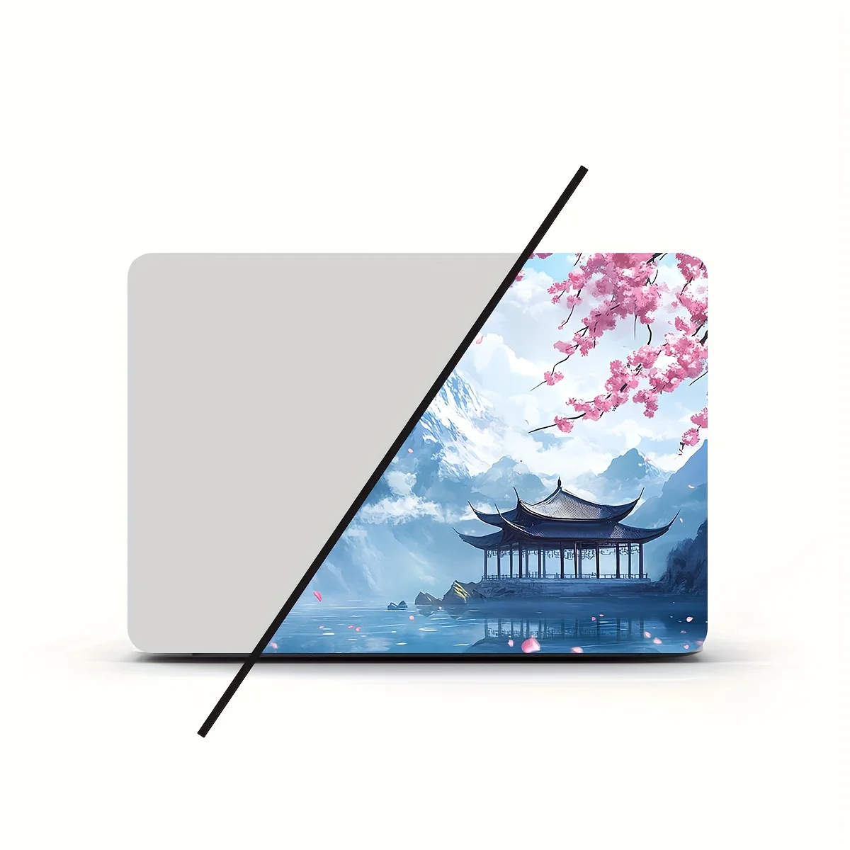 노트북 컬러 체리 블라썸 마운틴 뷰 비닐 필름 세트(2개) - 방수 및 긁힘 방지, 노트북 및 차량용