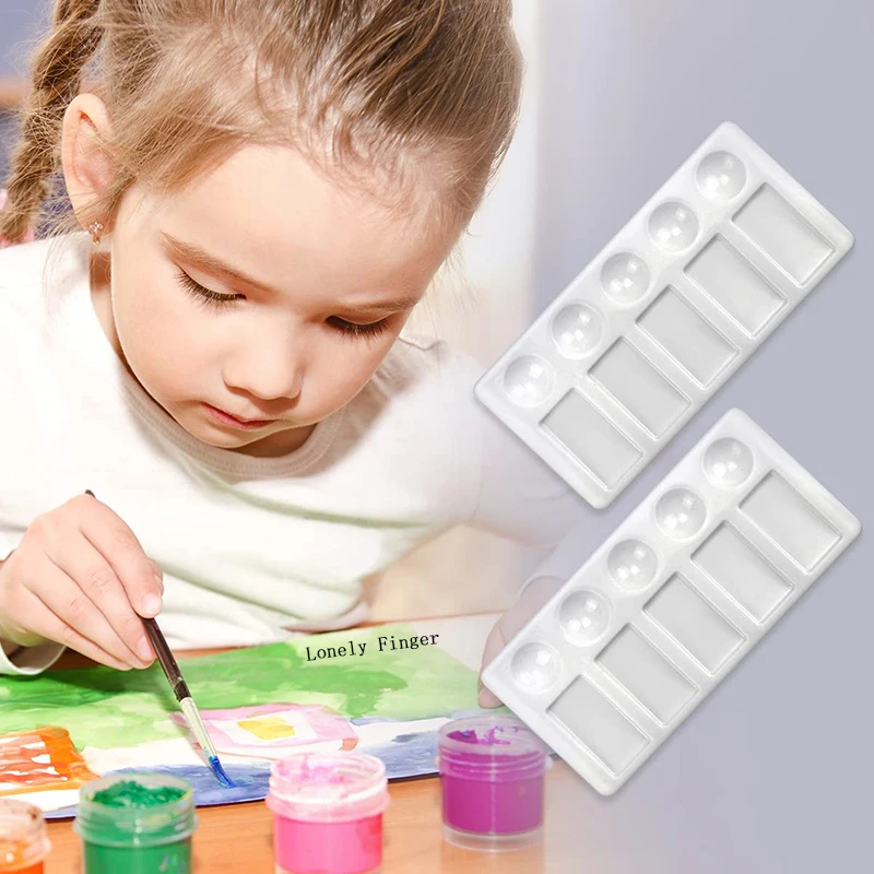 2pcs 10-Well Watercolor Painting Palette Rectangle Artist Paint Palette Mixing Tray For Watercolor Oil Gouache Acrylic Paints