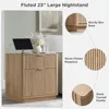 23'' Fluted Nightstand Set of 2 with Charging Station, Large 2 Drawer Bedside Table, Modern End Table with Storage, Mid Century 6