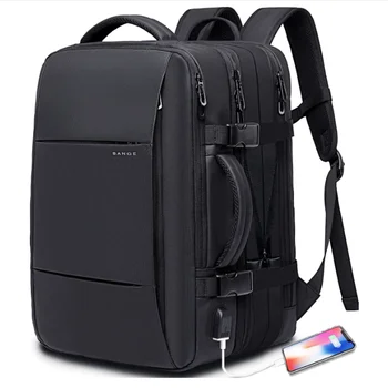 BANGE 남성용 휴대용 백팩, 확장형 남성 여행 백팩, 서류 가방, 대학 17.3 인치 노트북 백팩, 45L, 37L