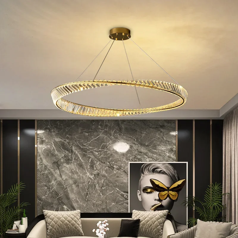 

LED Chandeliers Modern Crystal Ceiling Light Height Adjustable Pendant Light Fixture For Dinning Room Bedroom