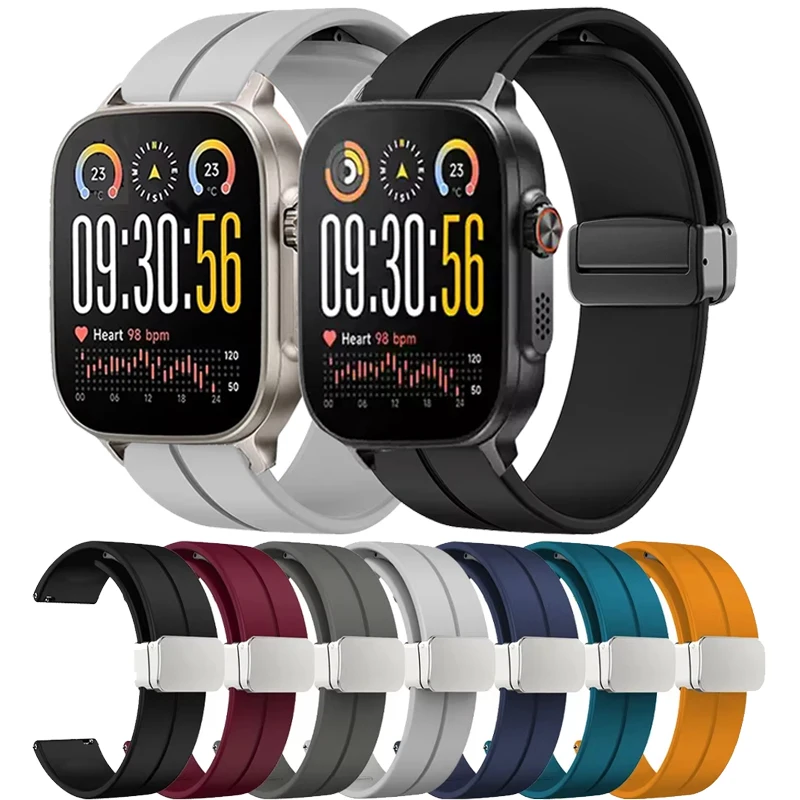 22mm Sports Silicone Magnetic Buckle Watchband Strap