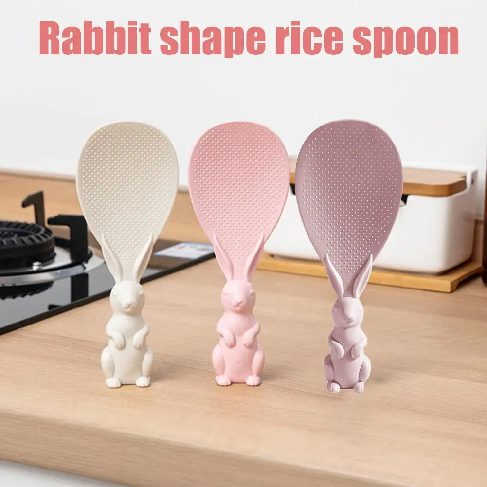 Straw Rabbit Spoon Can Stand Up Rabbit Rice Spatula Rice Cooker Creative Non-stick Cartoon Spoon