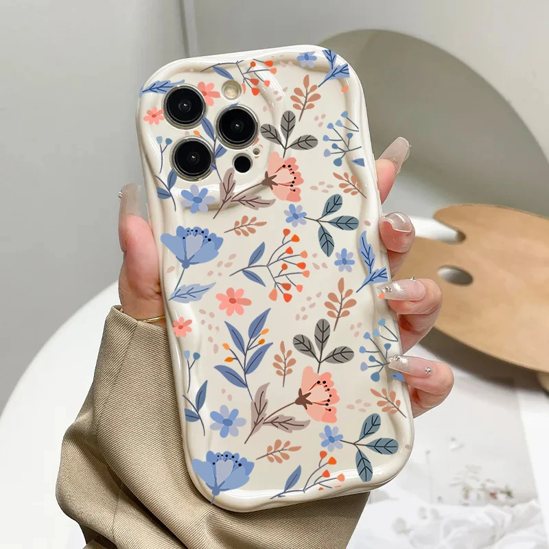 Fashion Flower Strawberry Shockproof 3D Wave Silicone Phone Case