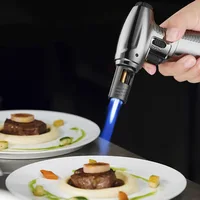 Creative Metal Turbo Gas Jet Lighter Torch Windproof Welding Gun Blue Flame Butane Cigar Smoking Lighter Kitchen Camping BBQ 1
