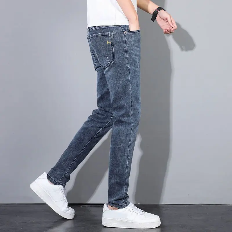 Jeans jeans extensível para homens, jeans bordados italianos, roupas de  luxo, calças legais, rua coreana, Harajuku, 2023, novo