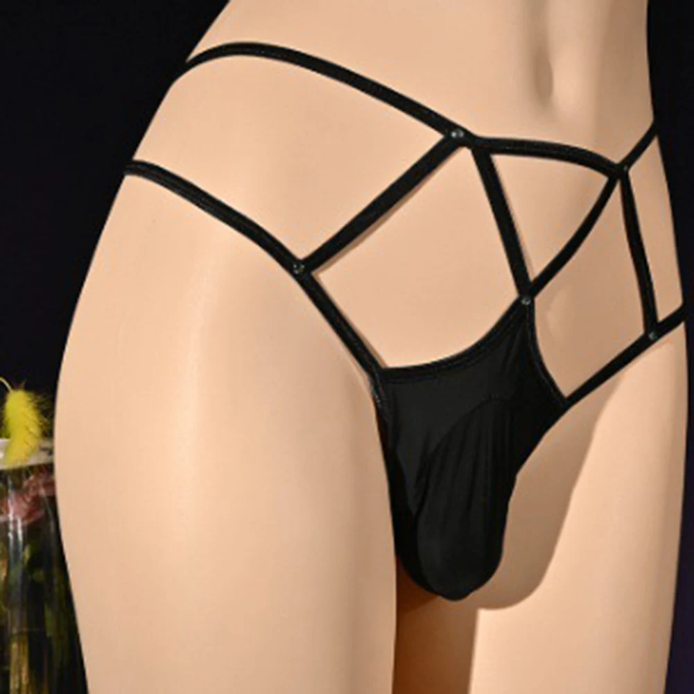 

Sexy Men Sissy Thong Pouch Low Waist Briefs Hollow T-back Panties Super Mini Bikini Underwear Solid Elasticity Erotic Lingerie