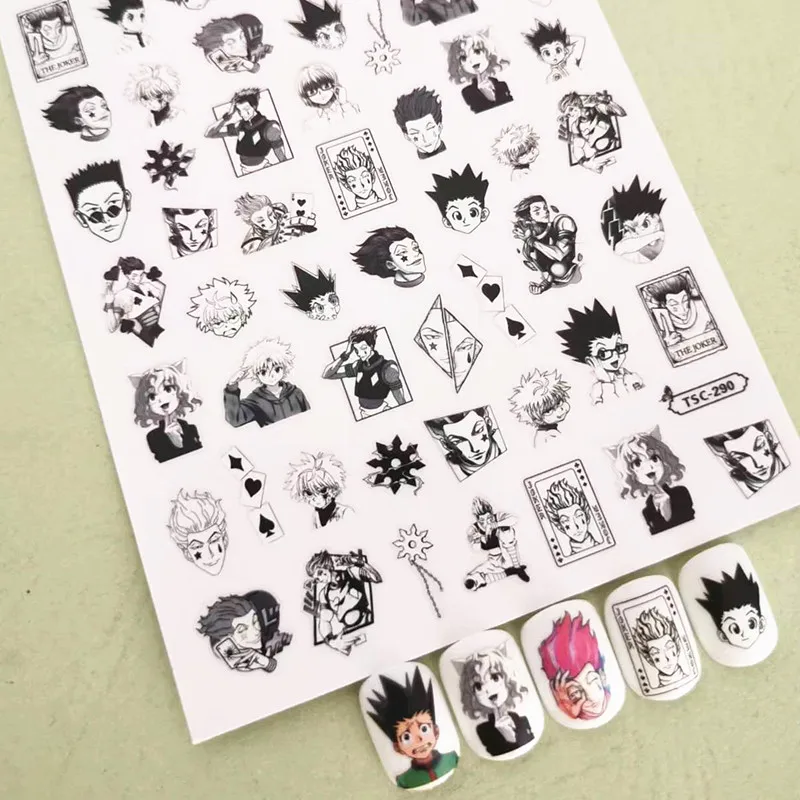 Nail Stickers Nail Decals Anime Hunter 3D Design Decal Stamping Back Glue DIY Decoration Tips Nail Sticker TSC 292 145