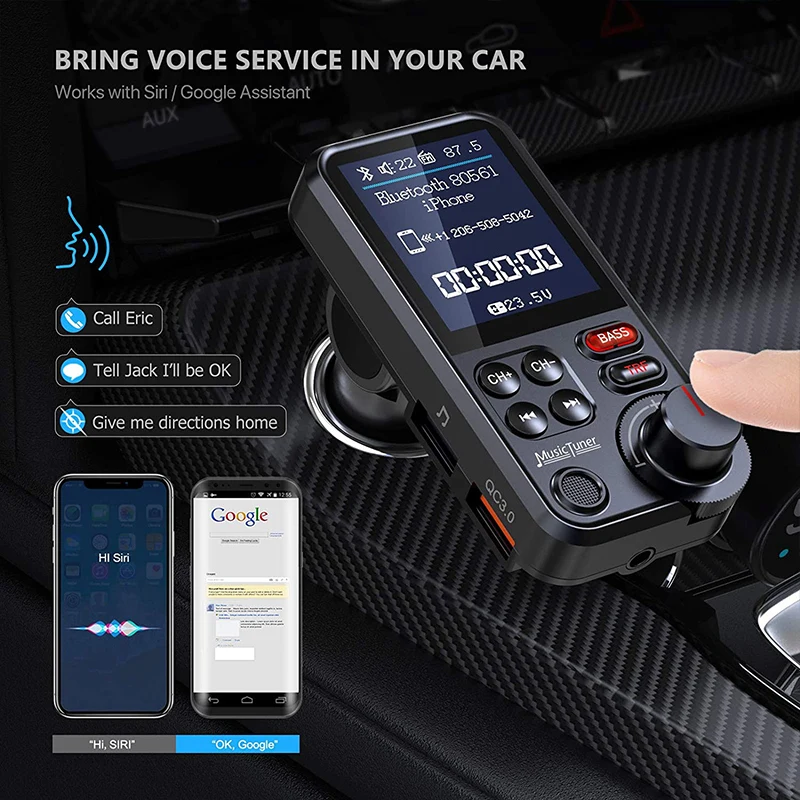 Color big screen car mp3 player U disk music bluetooth car kit FM transmitter EQ mode adjustment USB fast charge