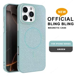 Luxury Magnetic Glitter Phone Case with Wireless Charging & Shockproof Protection for iPhone 12 Pro (Green)