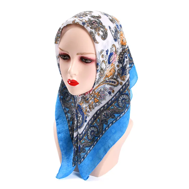  - 70*70cm Women Russian Floral Print Square Bandana Ethnic Shawl Babushka Head Wraps Lady Handkerchief Headband Scarves