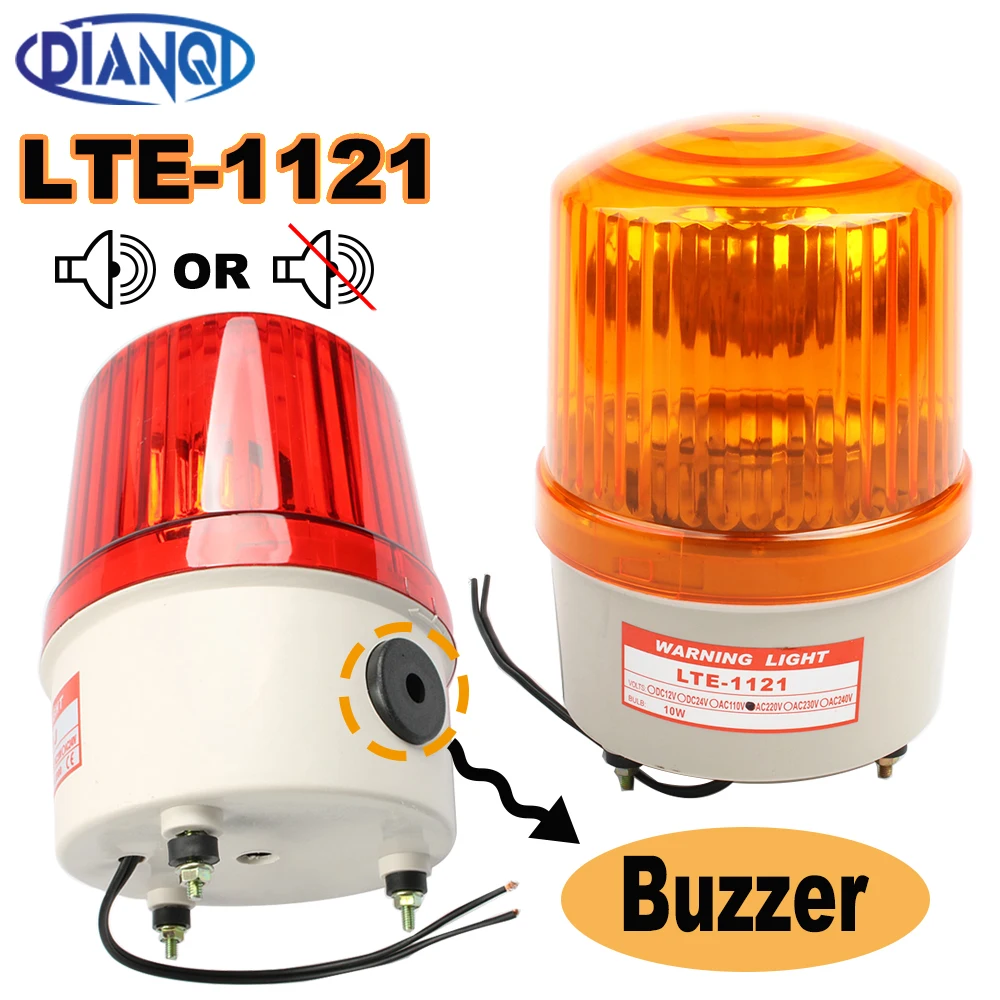 

AC110V 220V DC12V/24V Warning Alarm Construction Lamp Bulb Rotating Beacon Traffic Light Siren LTE-1121 With/No Buzzer Sound