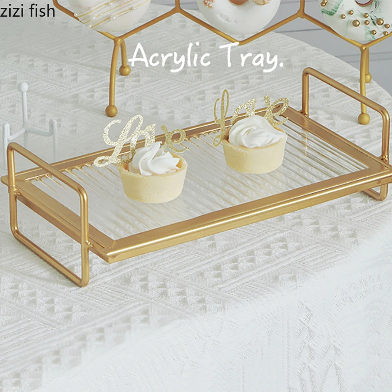 Acrylic Cake Rack Double Layer Trays Snack Dessert Plates Donut Stands Creative Household Cake Tools Display Stands Fruit Plates