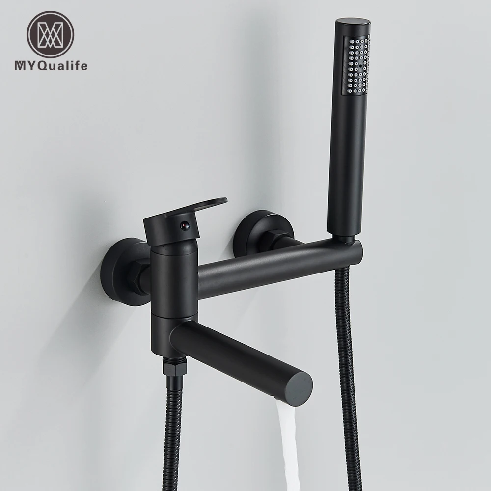 Black Bathtub Faucet Wall Mounted Waterfall Bath Shower System Embedded Wall Tub Water Tap Shower Mixer Faucet