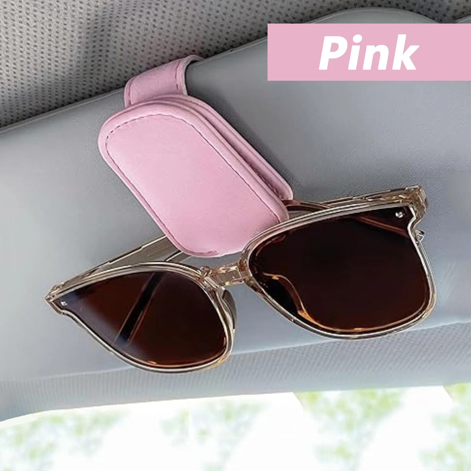 Magnetic Leather Car Sunshade Sunglasses & Ticket Holder