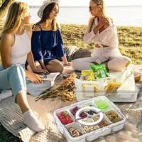 Large Capacity Partitioned Kitchen Storage Tray, Sealed Refrigerator Storage Box With Handle, Outdoor Fruit Platter Organizer 1