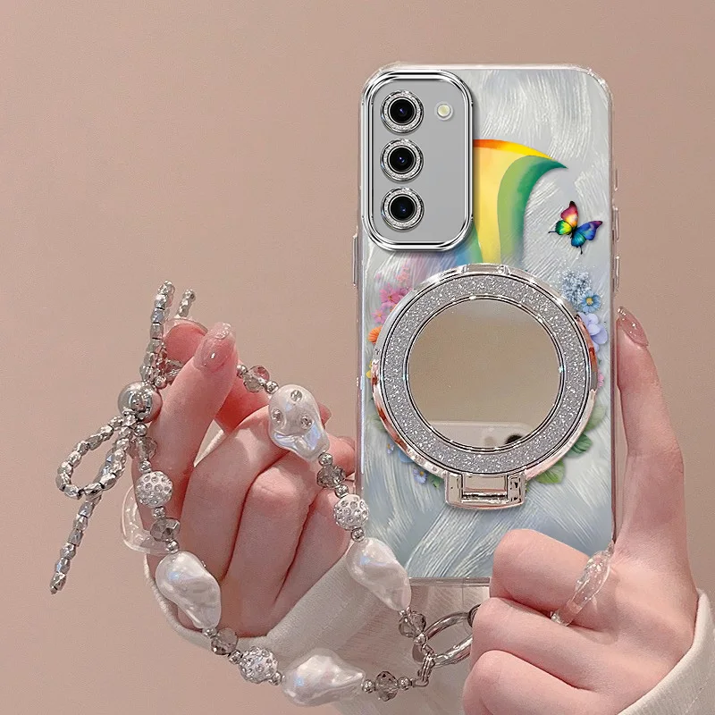 Vibrant Rainbow Phone Case Set with Lanyard and Stand