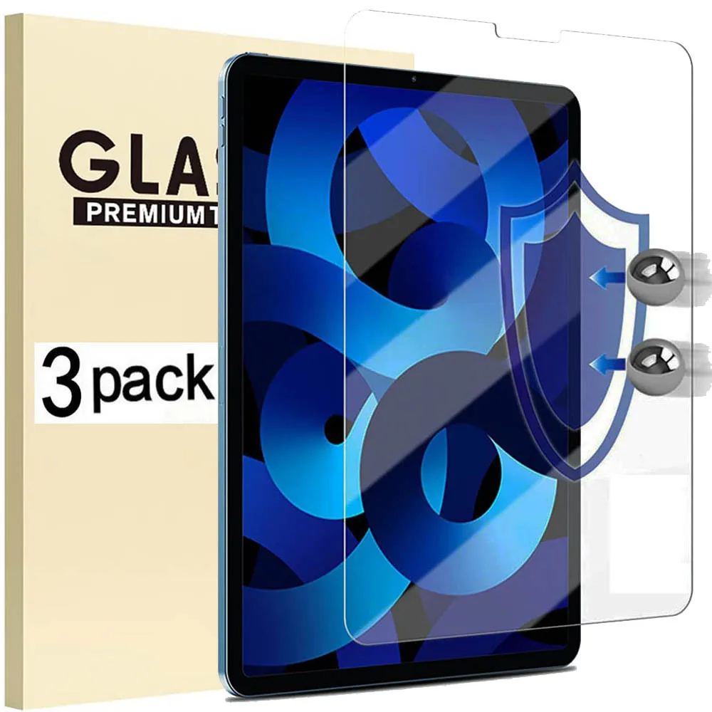 

( 3 Packs ) Tempered Glass For Apple iPad Air 4 5 10.9 2020 2022 4th 5th Generation Anti-Scratch Tablet Screen Protector Film