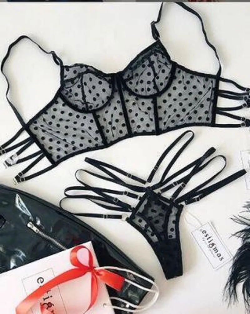 

Sexy lingerie Bras For Women Breathable Lace Top Lady Thong Underwear Set Female Fashion Erotic Brassiere Perspective Bra Set