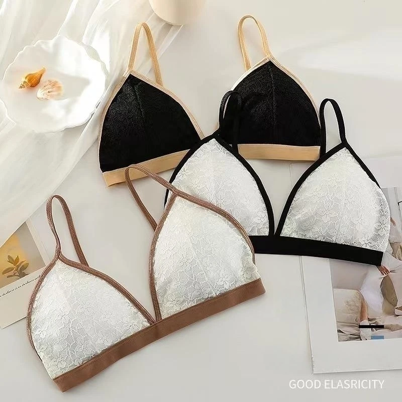 

Women's Underwear French Lace Triangular Cup Bras Gathering Underwaits Anti Sagging Underwear Seamless Underwear Sexy Bra