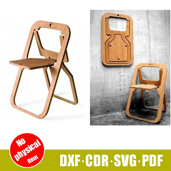 3D Puzzle Laser Cut Files Wooden Folding Chair Model Furniture Template Vector CDR DXF SVG PDF Files for CNC / Laser Cut Plan wall mounted woodworking bench Woodworking Machinery