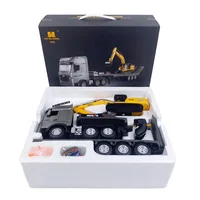 Huina New 1522 Alloy Engineering Vehicle Simulation Flat Plate Transport Vehicle Combination Excavator Truck Transport Vehicle 1
