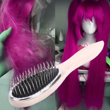 Spazzola per capelli in legno, pettine per separare i capelli, spazzola per parrucche, pettine antistatico in acciaio per extension e capelli intrecciati, per allenamento
