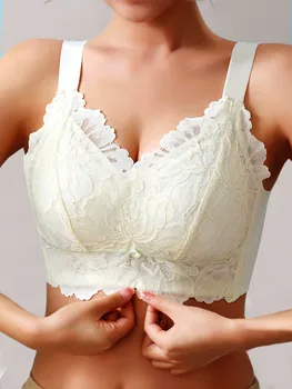 Women's large sexy lace lingerie women's thin design comfortable and breathable push up bra gathered and anti sagging large bra 1