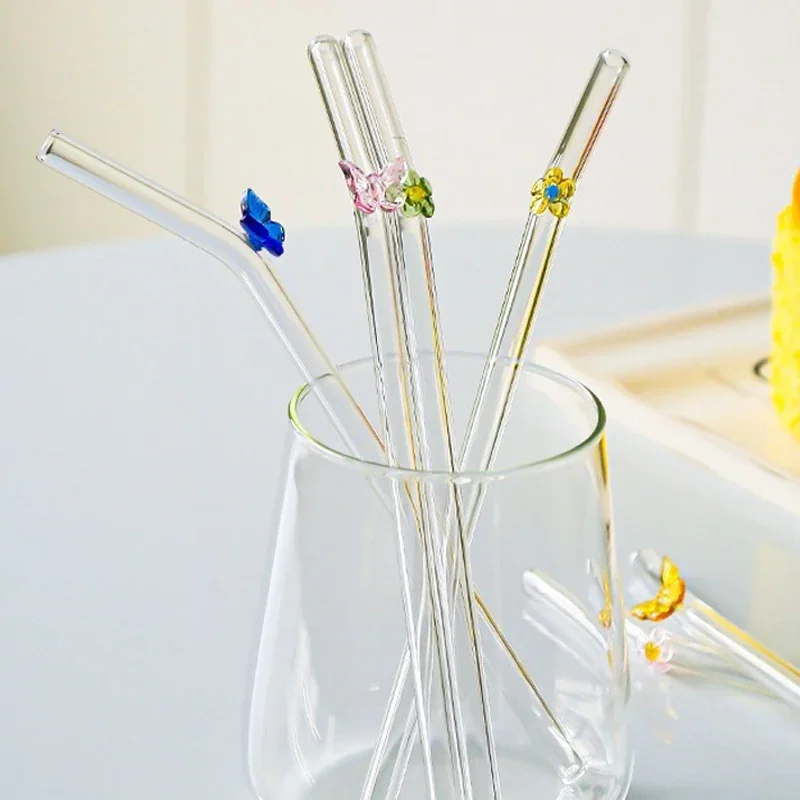 Eco-Friendly Butterfly & Flower Shaped Glass Straw