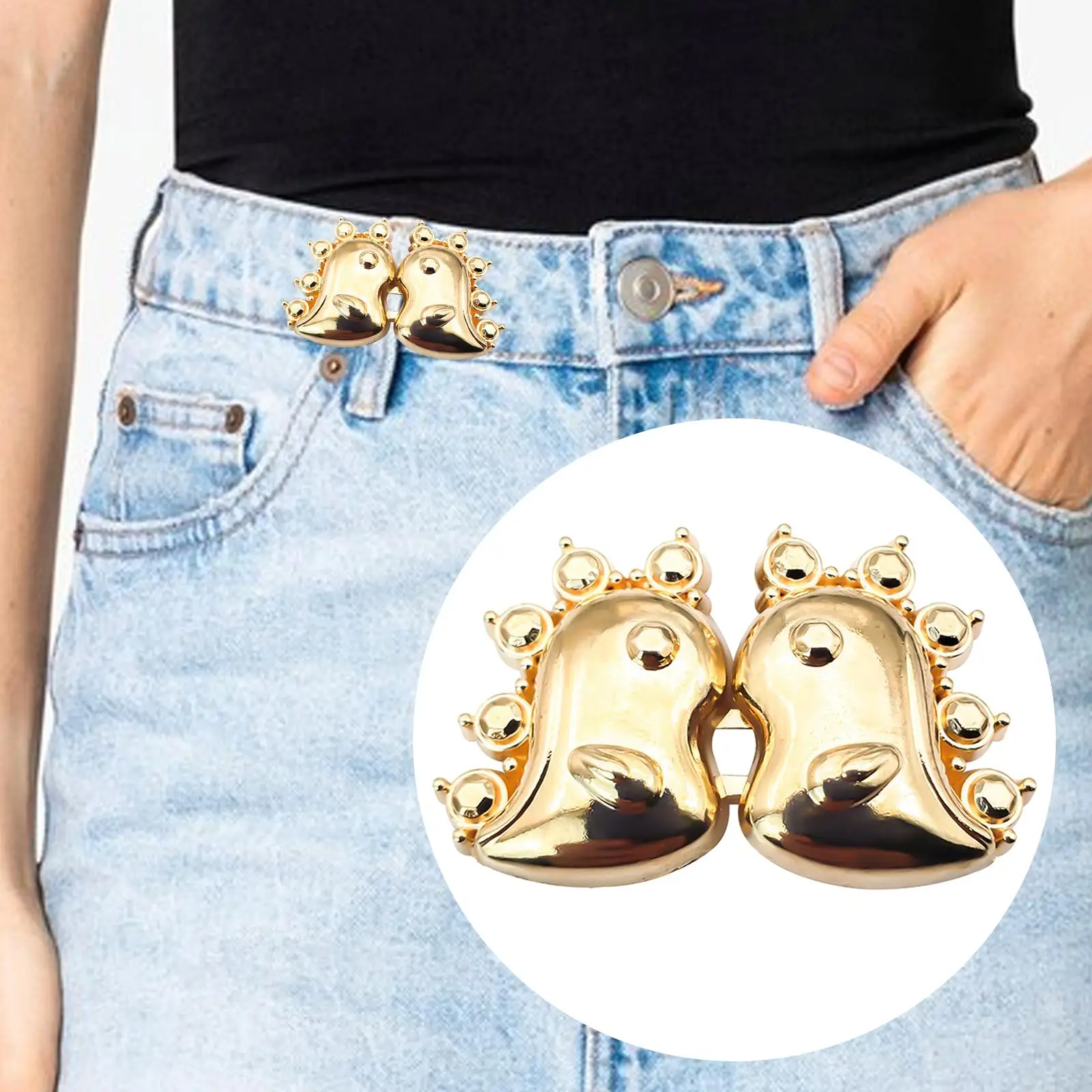 Jeans Stringere La Fibbia Della Vita Decorazione Dell'Abbigliamento Nessun Pantalone Da Cucire Tenditore Della Vita Tenditore Della Cintura Elegante B